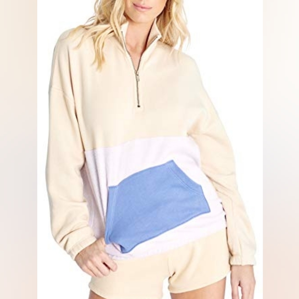 XL Wildfox Colorblock‎ Quarter Zip Pullover Sweatshirt